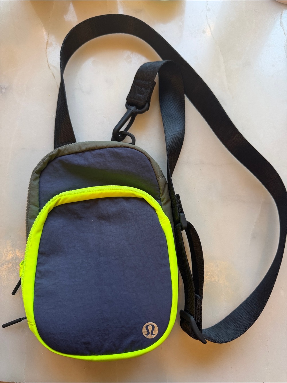lululemon athletica Black with Neon Yellow Trim Crossbody Sling